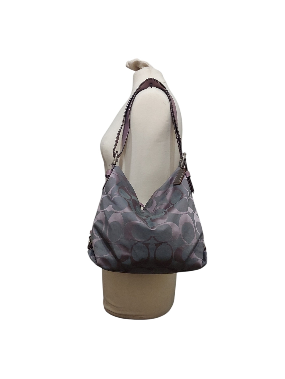Coach Jacquard Signature Zip Duffle Hobo Bag F15067 Gently Loved - Picture 9 of 11